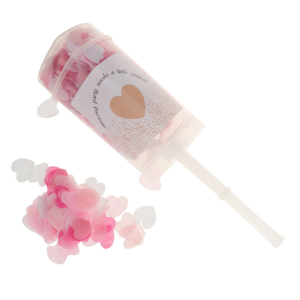 Biodegradable Popper Push Heart Confetti Container Wedding Decor Pink B