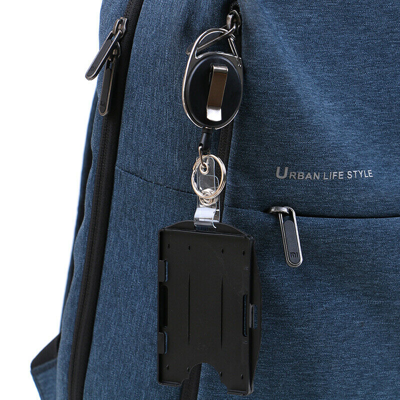 2-Pack Card ID Holder with Retractable Badge Reel w Carabiner & Belt Cl.l8