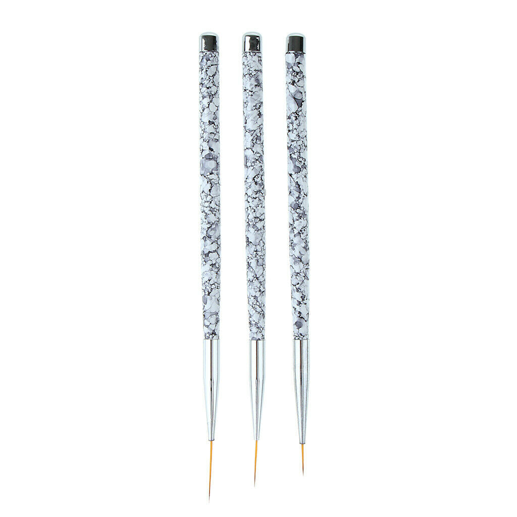 3pcs Professional Nail Art Liner Brushes for Short Strokes, Details, Blending,