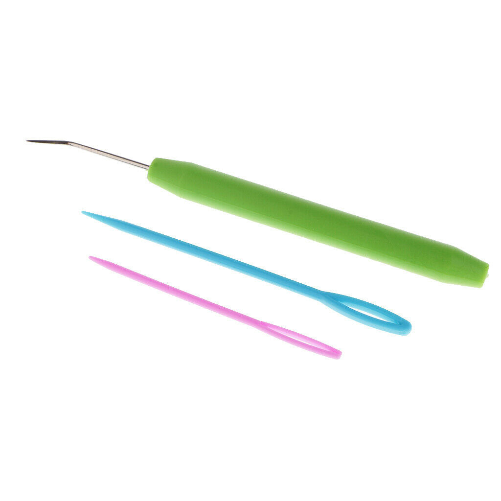 Plastic Handle Knitting Loom Hook & 2pcs Plastic Needles Set Knitting Tools