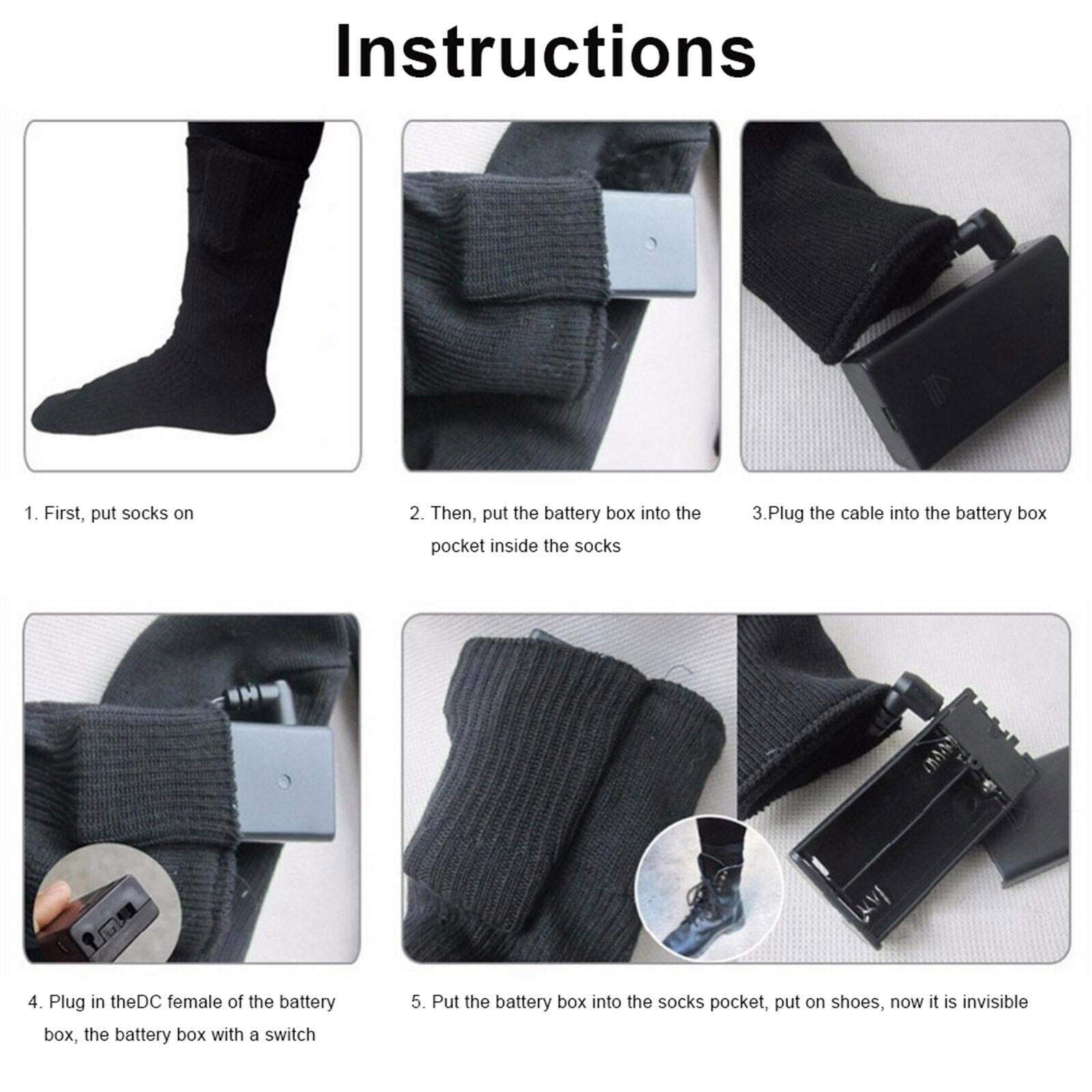 1Pair Electric Heated Socks Battery Foot Winter Warm Equestrian Fishing