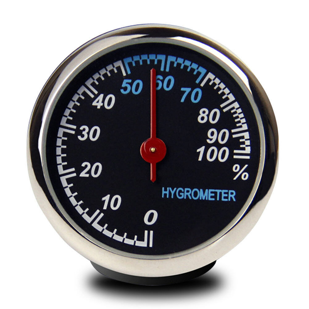 Steel Car Auto Hygrometer Meter Fit for Dashboard Ornament Decoration Black