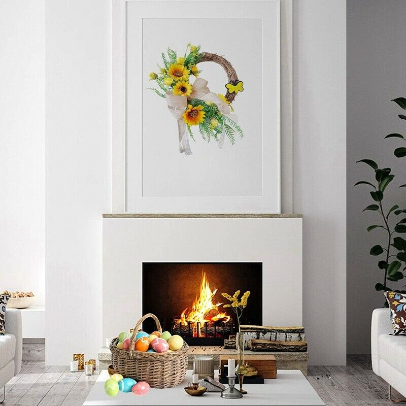 Artificial Sunflower Wreath Hanging Summer Autumn Front Door Garland for HomN5O3