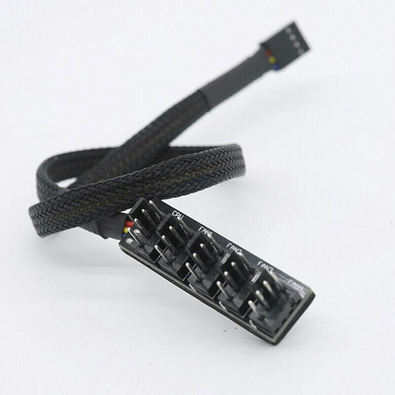 5-Port PC 4-Pin PC PWM CPU Cooling Fan Splitter Hub Adapter Braided Cab.l8