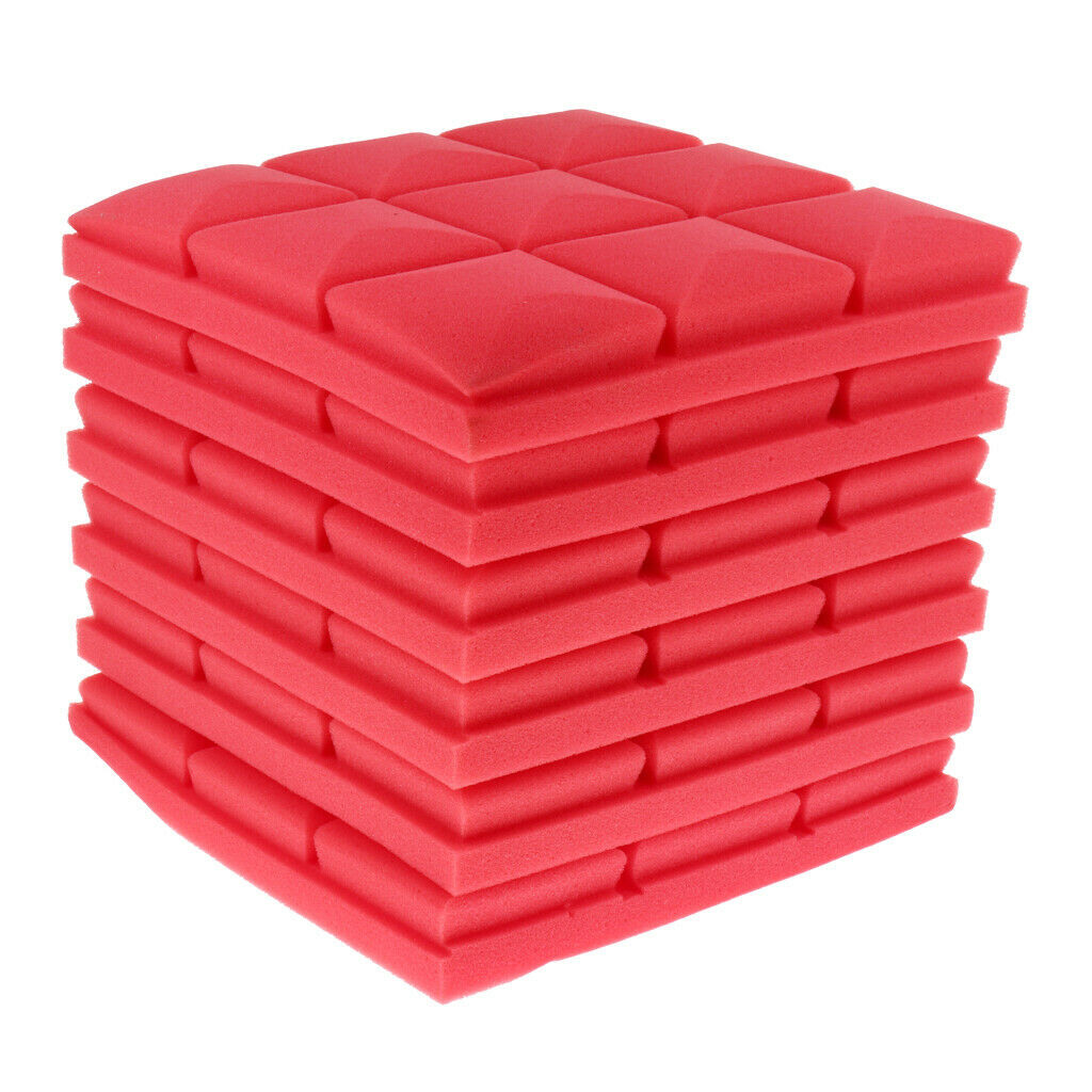 6 Pcs Sound Absorption Foam Panel Studio Soundproofing Foam for KTV Red