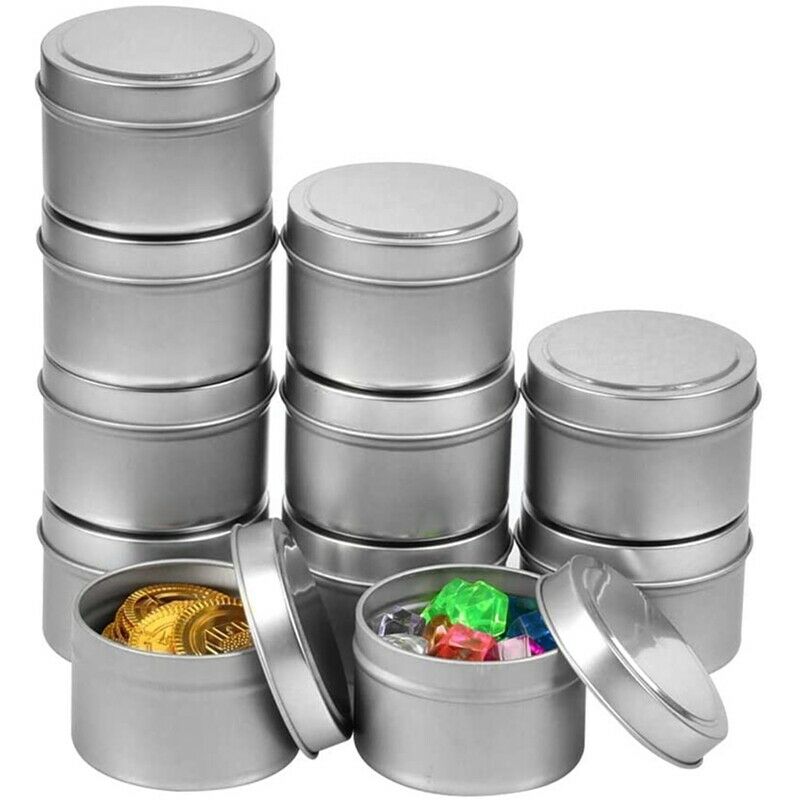 4 Oz Metal Tins/Candle Tins (24-Pack), Round Containers with Slip-on Lids foC6B6