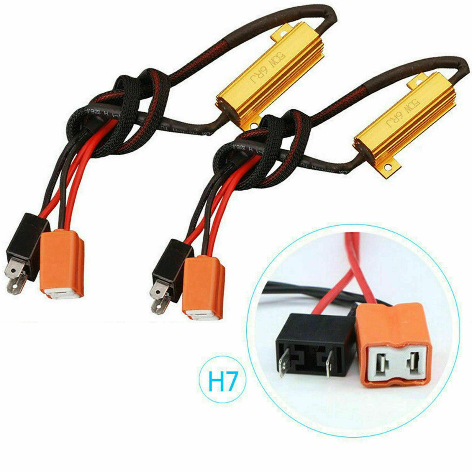 2PCS H7 LED Anti Flicker Adapter Error Canceler Canbus Headlight Lamps Decoder