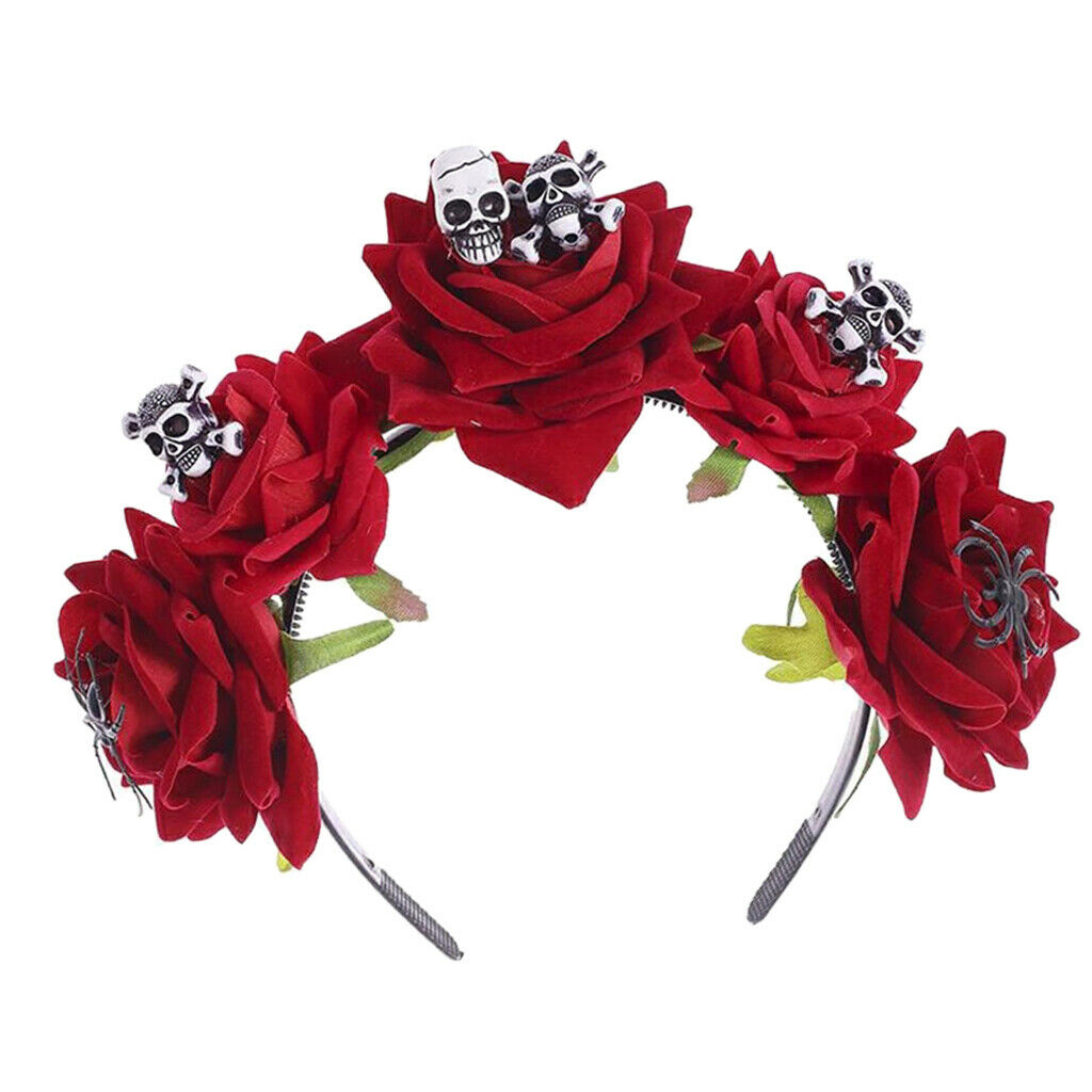 Rose Flower Floral Hair Crown Headband Halloween Day of the Dead Party Headdress