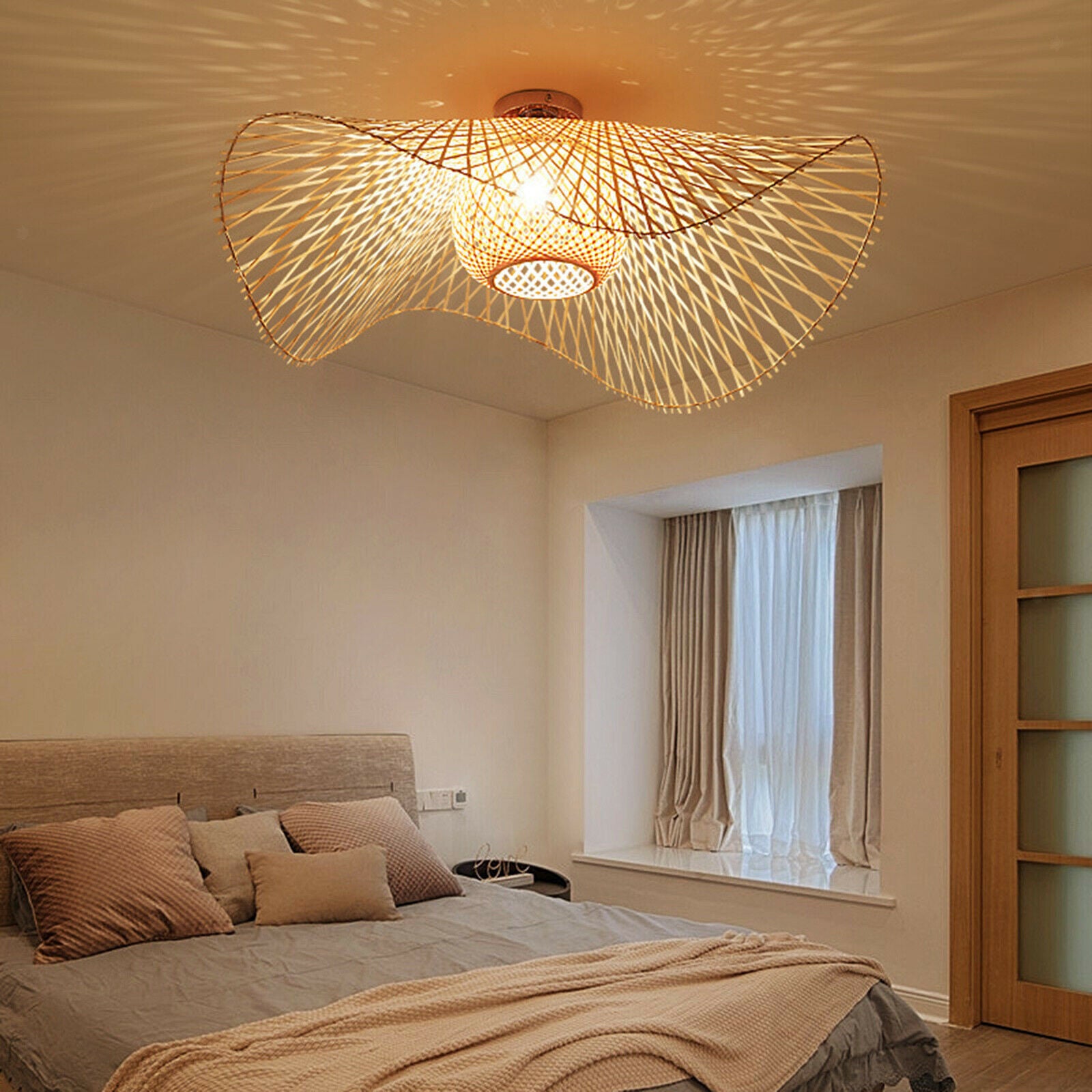 Bedroom bamboo lamp lights shade chandelier lampshade hotel