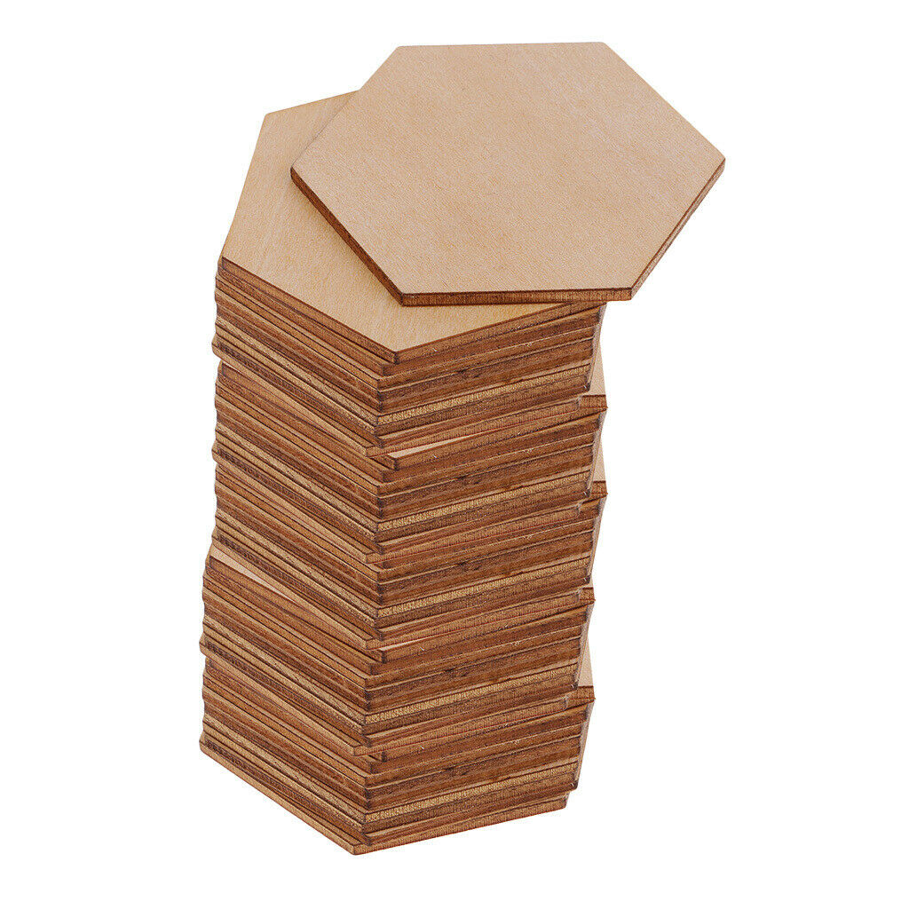 50 pieces of 60 mm hexagon wooden discs for decoration ornaments