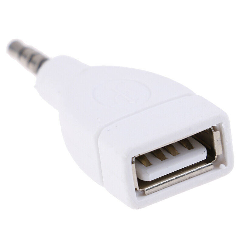 Converter Adapter USB 2.0 Female to 3.5mm Male AUX Audio Car Plug Jack white Gy