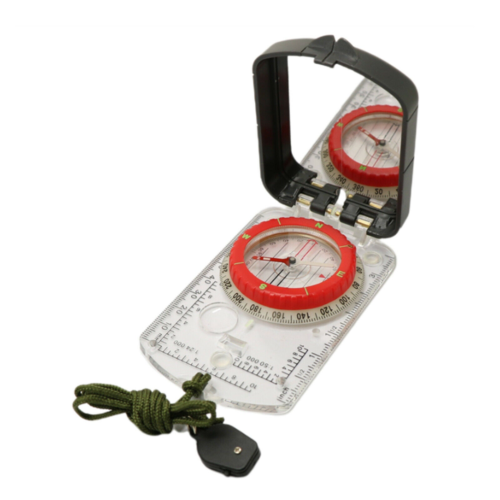 Foldable Sighting Compass Scale Map Ruler Outdoor Camping Navigation Hiking