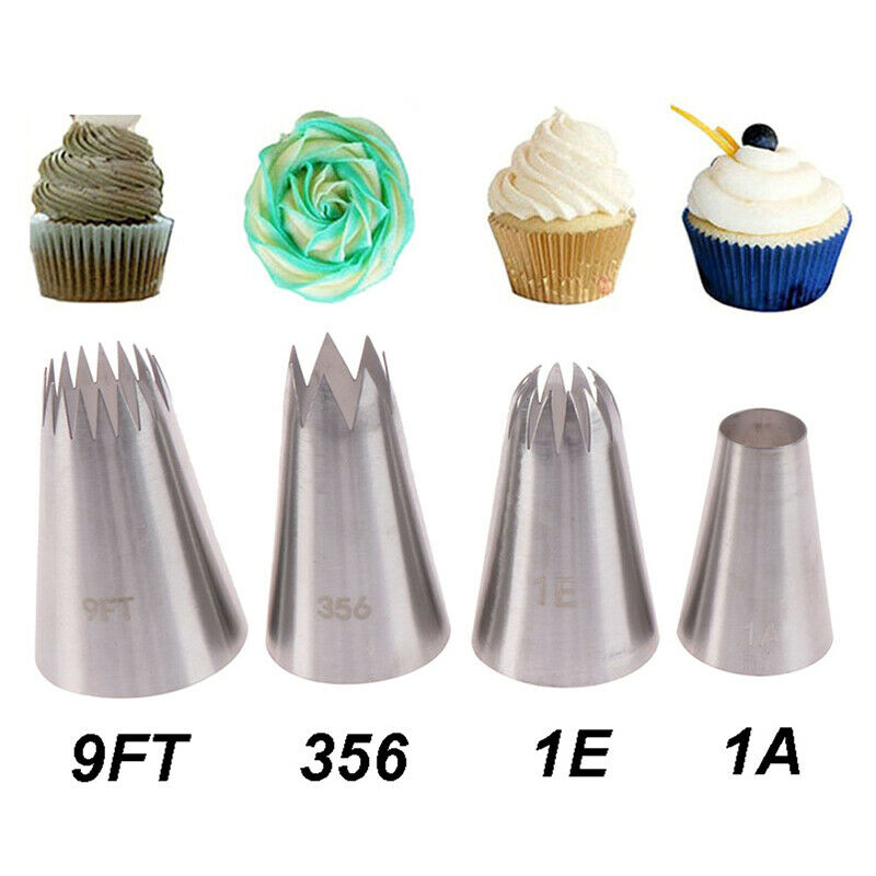 4Pcs Large Icing Piping Nozzles Russian Pastry Tips Baking Tool Cake Deco.l8