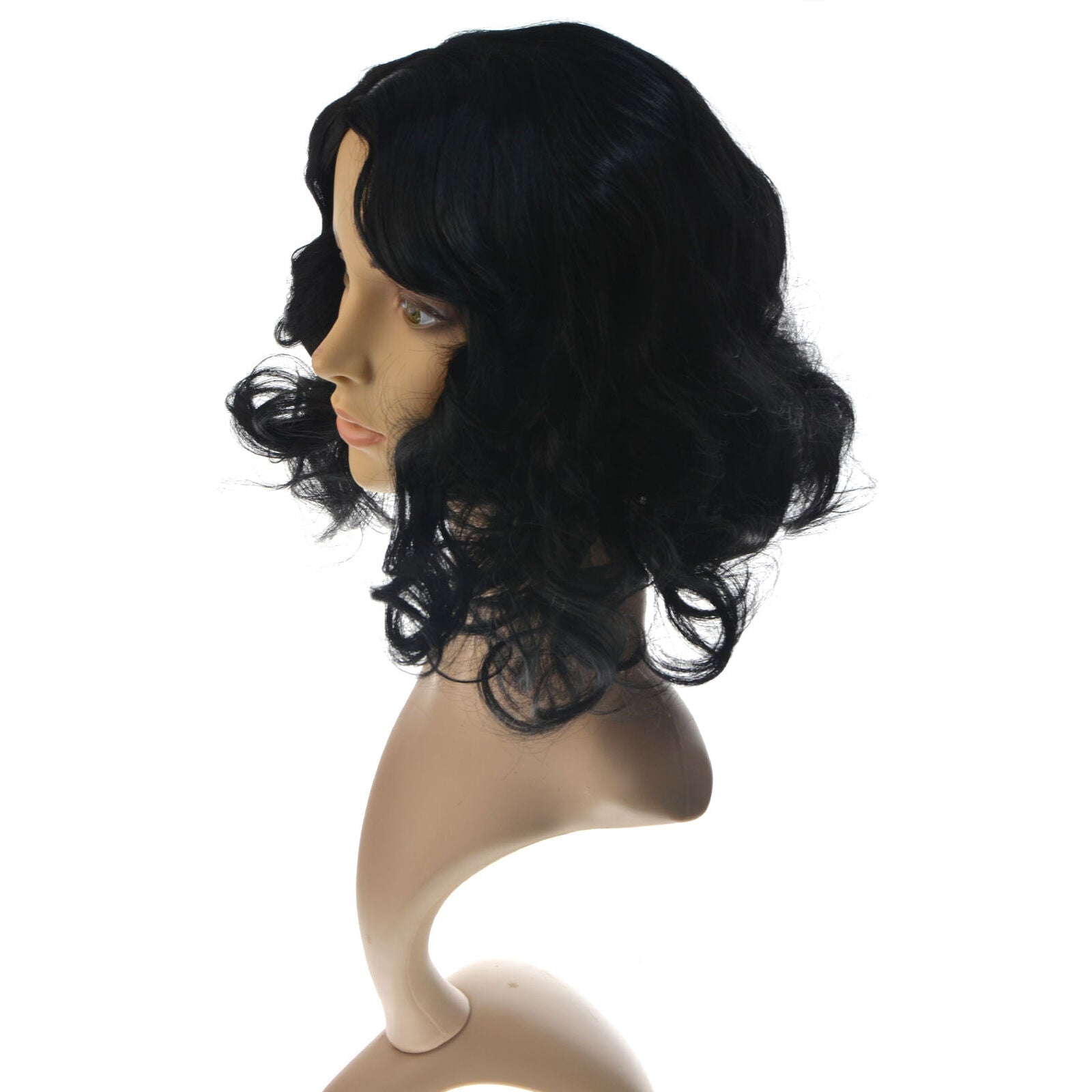 Fashion Women Black Curly Hair Synthetic Medium Long Wig Natural Hair Wigs