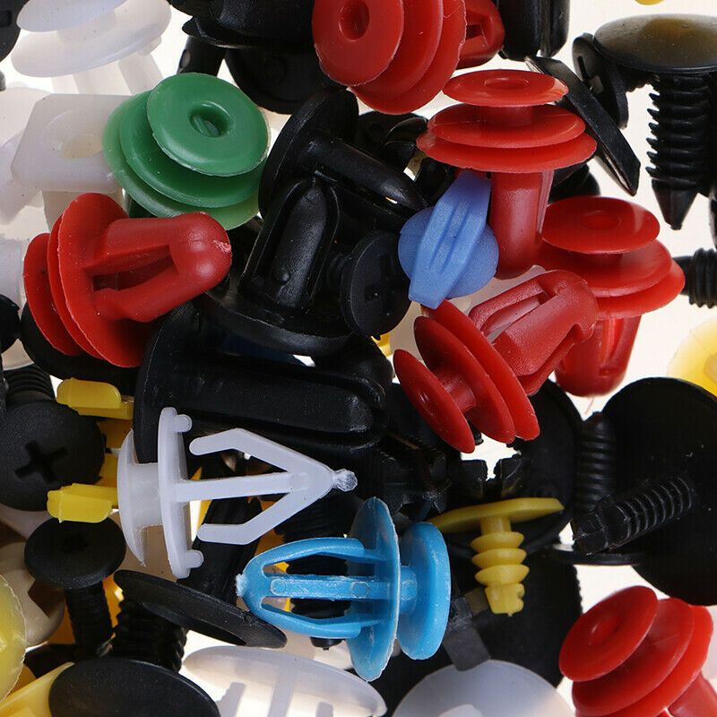 100Pcs Car door plastic mixed fastener clip bumper fender trim rivet with t_DD