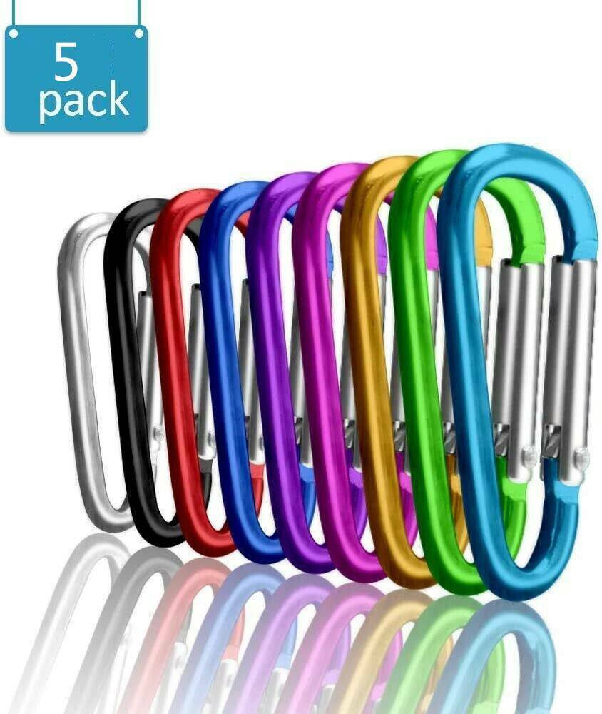 5X Carabiner Aluminum D-Ring Key Chain-Clip Snap Hook Karabiner Camping Keyring/