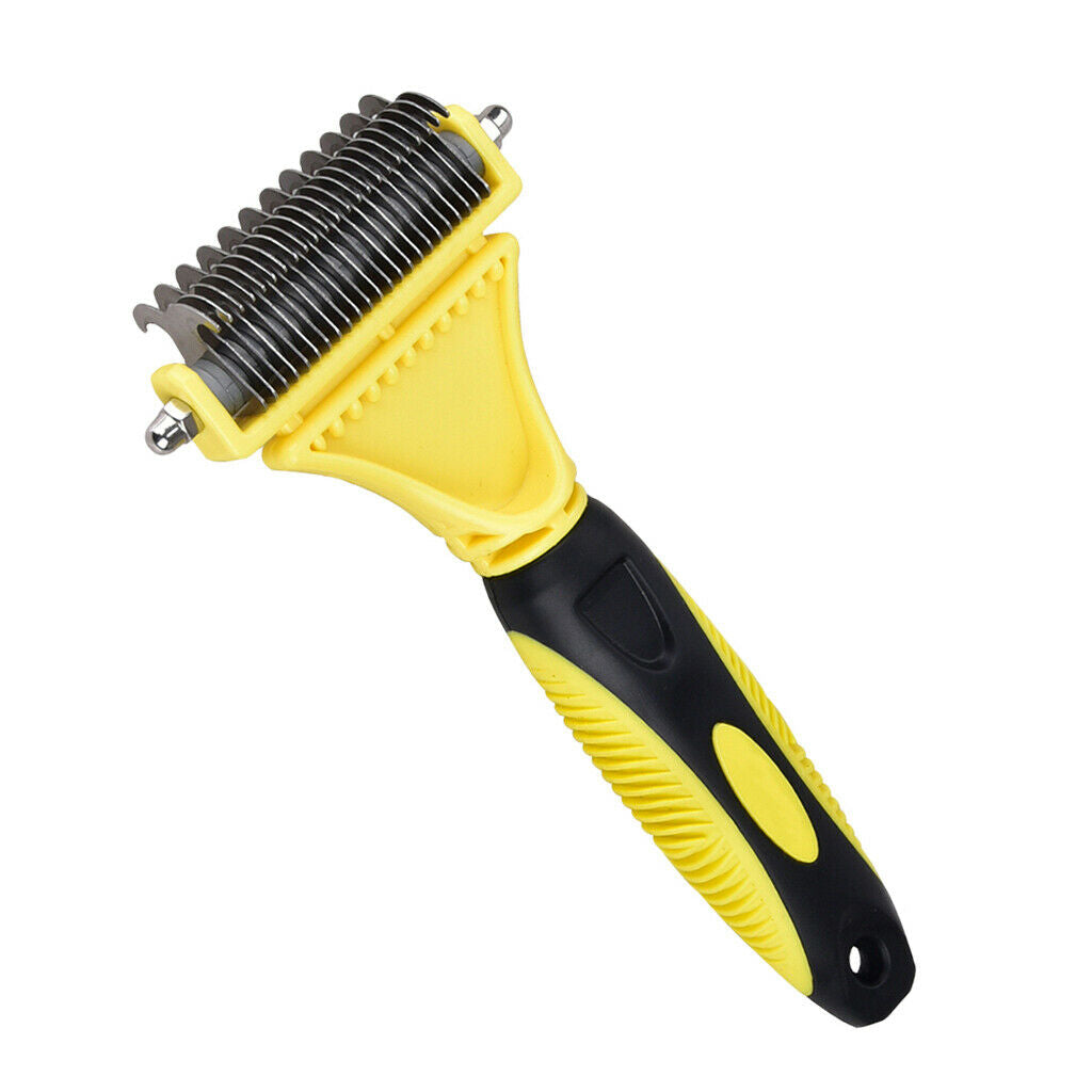Pet Dog Deshedding Comb Short Long Hair Brush Rake Grooming Tool Yellow