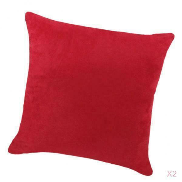 2Pcs Solid Color Luxury Pillow Case Soft Suede w/ Hidden Zipper Red 45x45cm