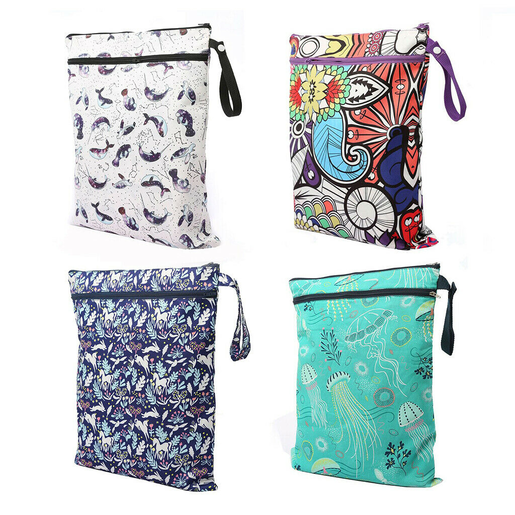 Waterproof Reusable Zip Pouch Infant Wet Dry Bag Cloth Diaper Nappy Green