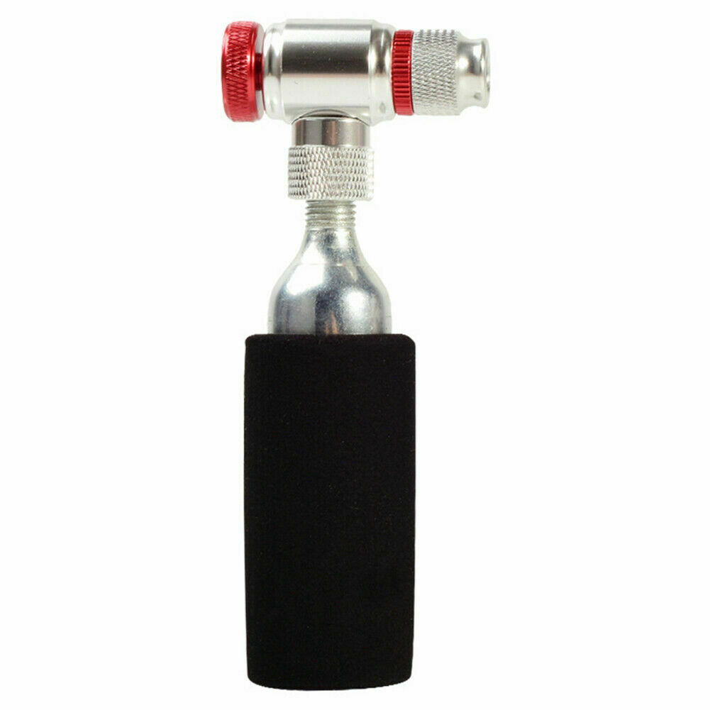 Portable Bike Bicycle Tire Air/ CO2 Inflator Pump Valve Head Presta/Schrader Red