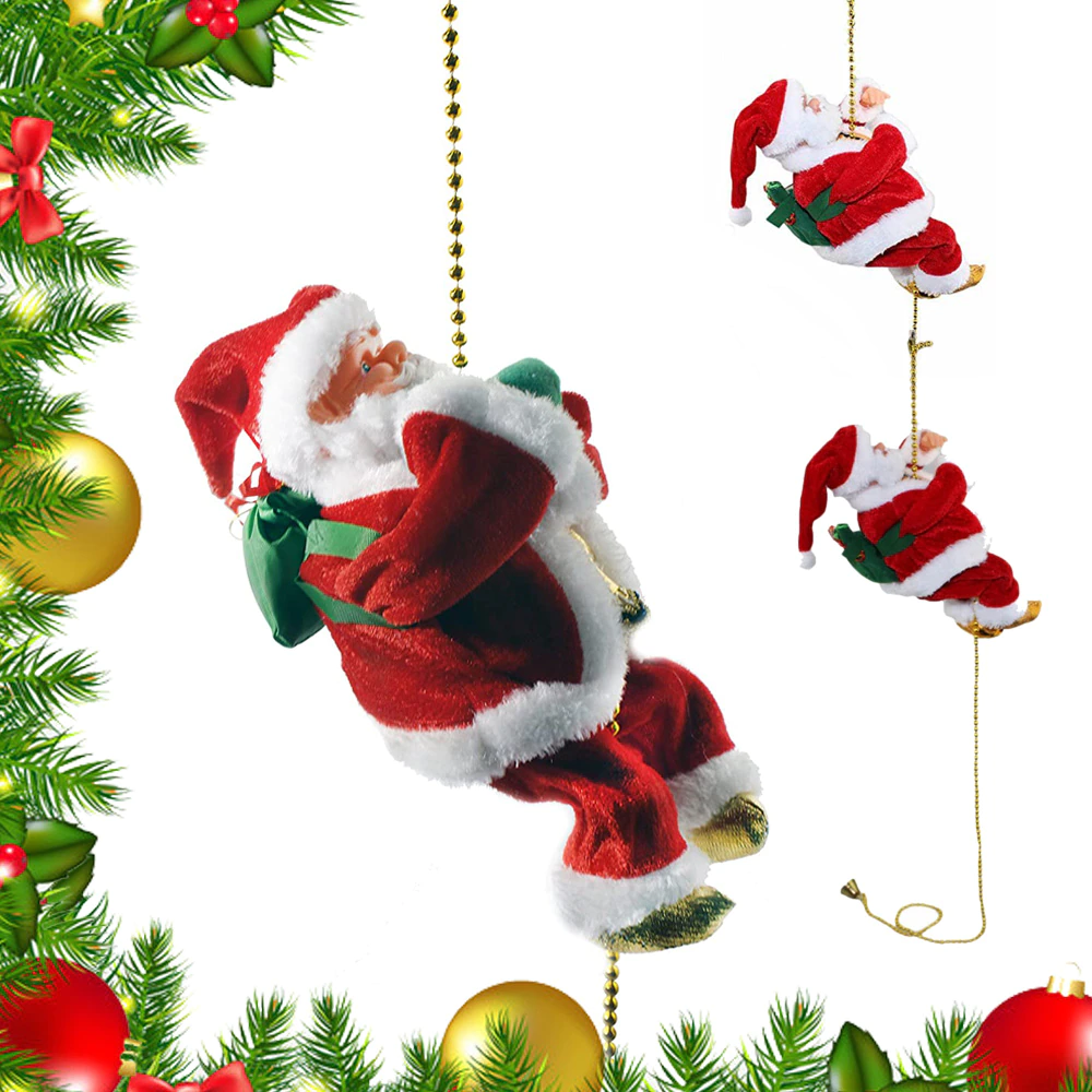 Rope Climbing Santa Claus musical Toys For Christmas Tree Hanging Pendant