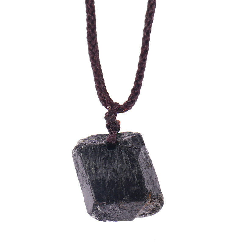 Natural crystal stone pillar black tourmaline rough tourmaline pendant ne.l8