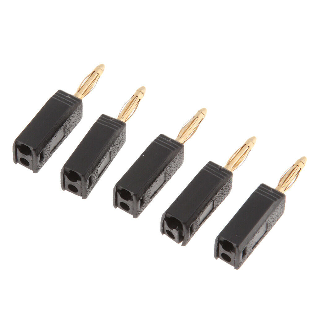 5Pieces Banana Speaker Wire Cable Plugs Connectors 2mm - black