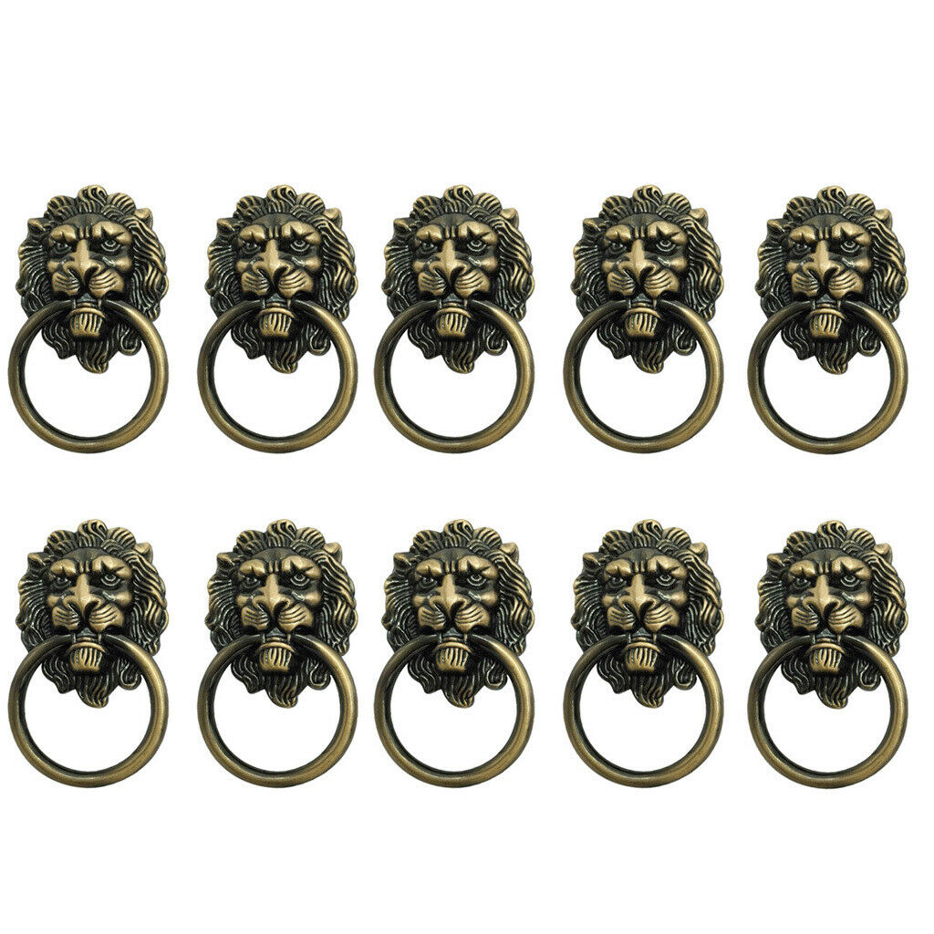 10x Retro Lion Head Pull Handles Furniture Cabinet Drawer Door   Hardware