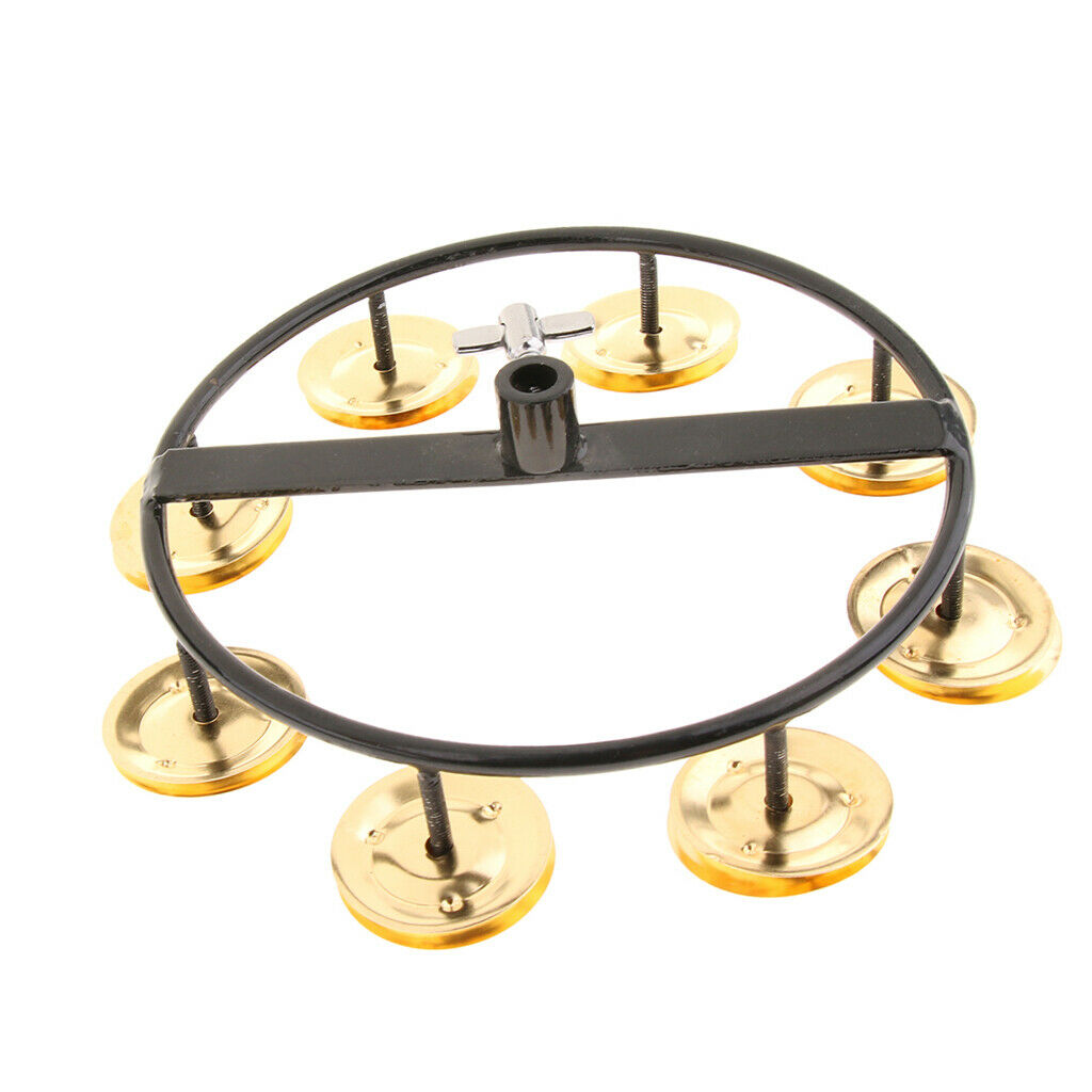 Golden Hi Hat Tambourine with Single Row Steel Jingles for Drum Set Percussion