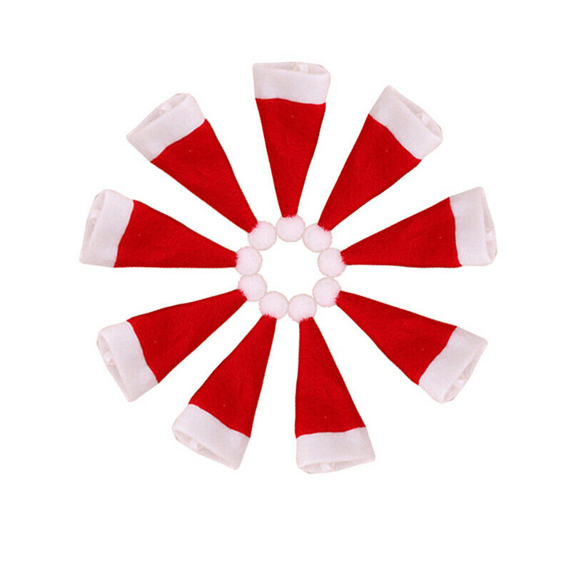 12pcs Christmas Decorative Hats Cutlery Holder Mini Santa Hats Lollipop Co JD
