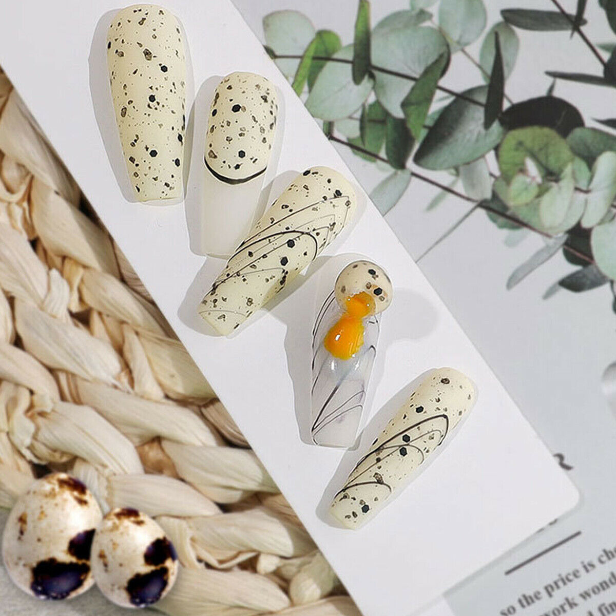 12ml Egg Shell Nail Art UV Gel Polish Clear Base Black Spot Effect Hybrid Cute