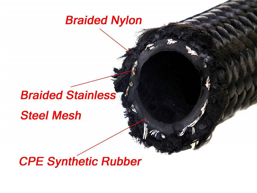 3.3Ft/1M AN20 20AN -20 NYLON STEEL BRAIDED TRANSIMISSION OIL FUEL LINE GAS HOSE