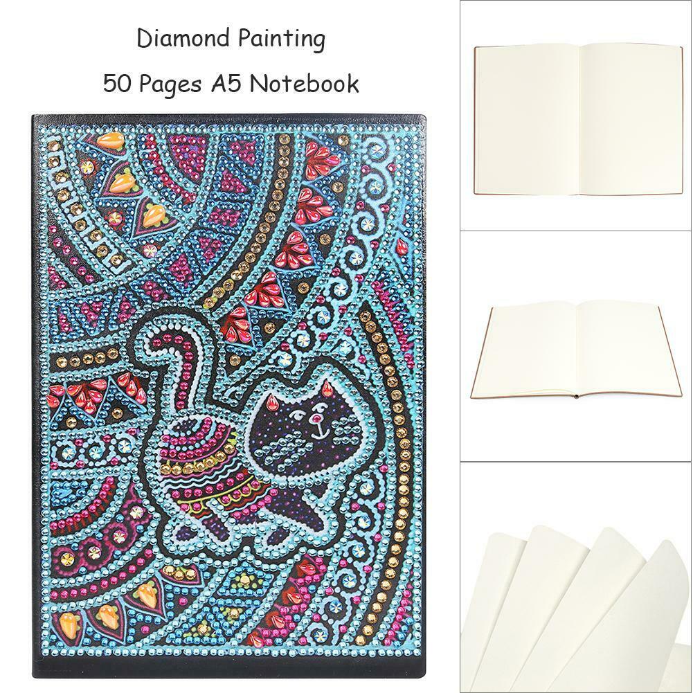 DIY Cat Special Shaped Diamond Painting 50 Pages A5 Notebook Sketchbook @