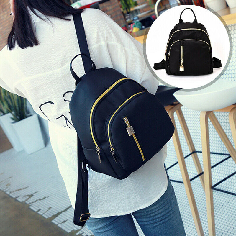 Women Backpack Black Trendy Small Travel School Nylon Handbag Shoulder Bag New