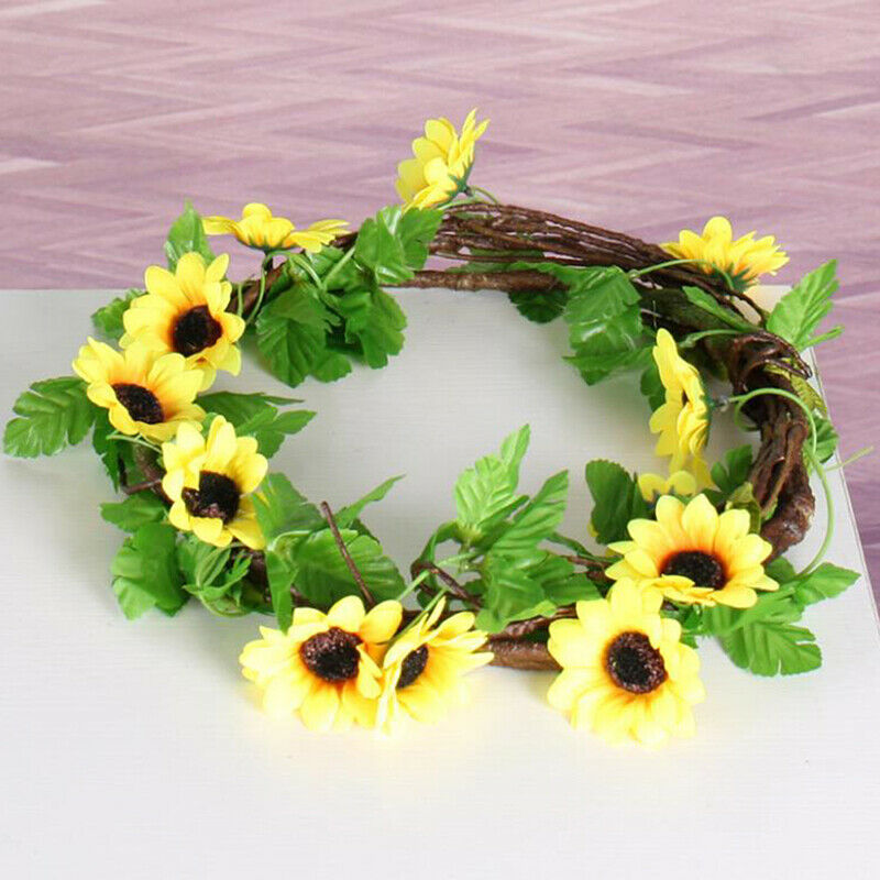 Simulated Sunflower Garland Vine Leaf Wedding Floral Home Decor Suppli.l8