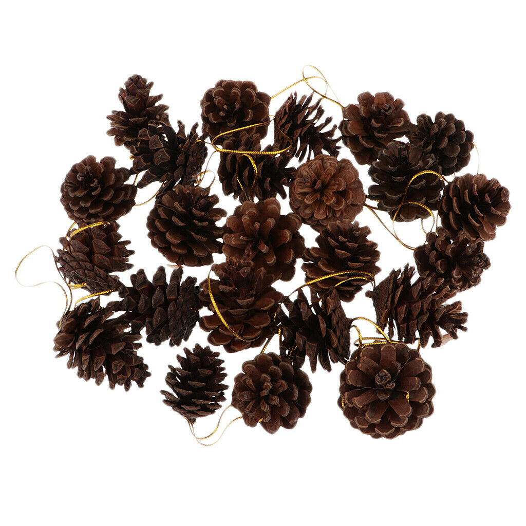 36pcs Dark Brown Pine Cone Craft Charms For Christmas Tree Home Window Decor
