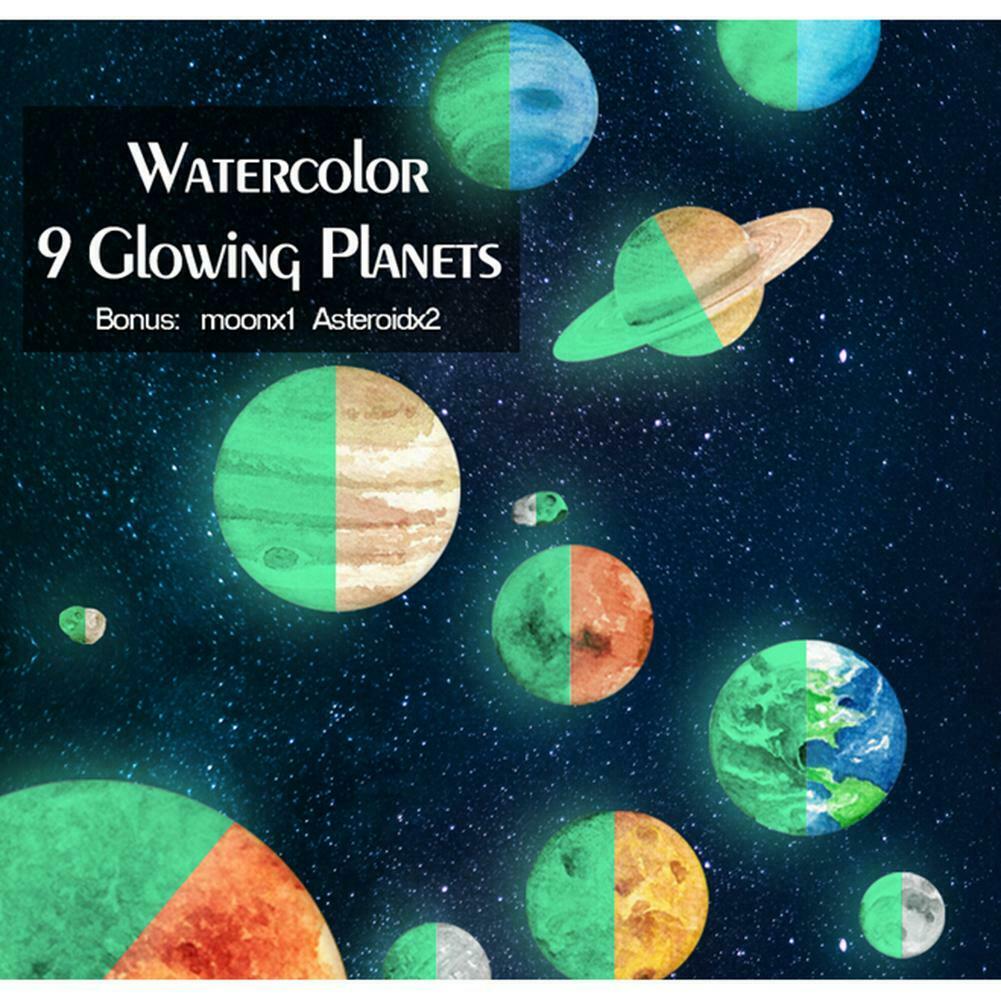 9pcs Planets Luminous Wall Stickers Waterproof DIY Kids Room Decor Gifts @