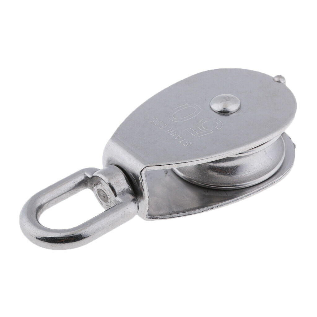 Set of 2 Single Sheave Pulley Block Hanging Wheel 360 Degrees Rotation