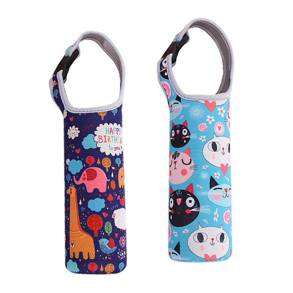 2 Pieces Neoprene Multicolor Vacuum Flask Insulated Cup Bag Holder Carrier