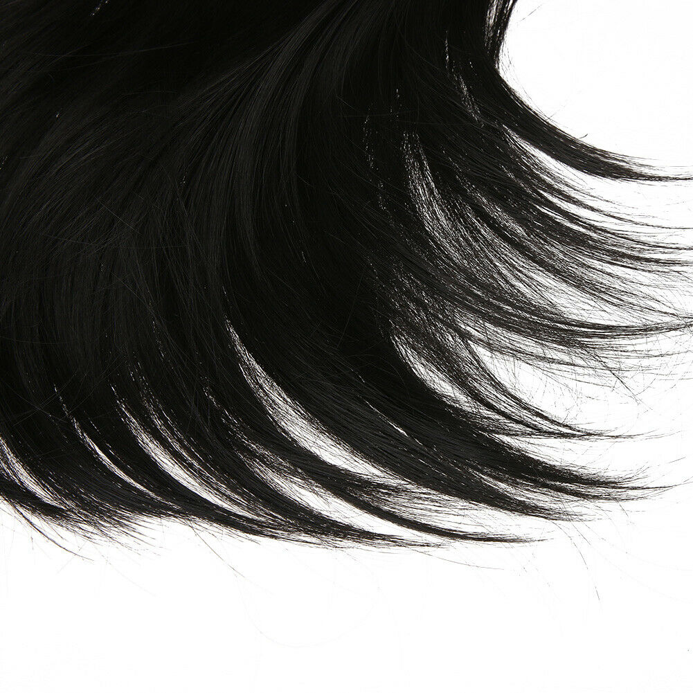 Women Silky Black Straight Bobo Hairstyle Middle Parted Wig Hairpiece @