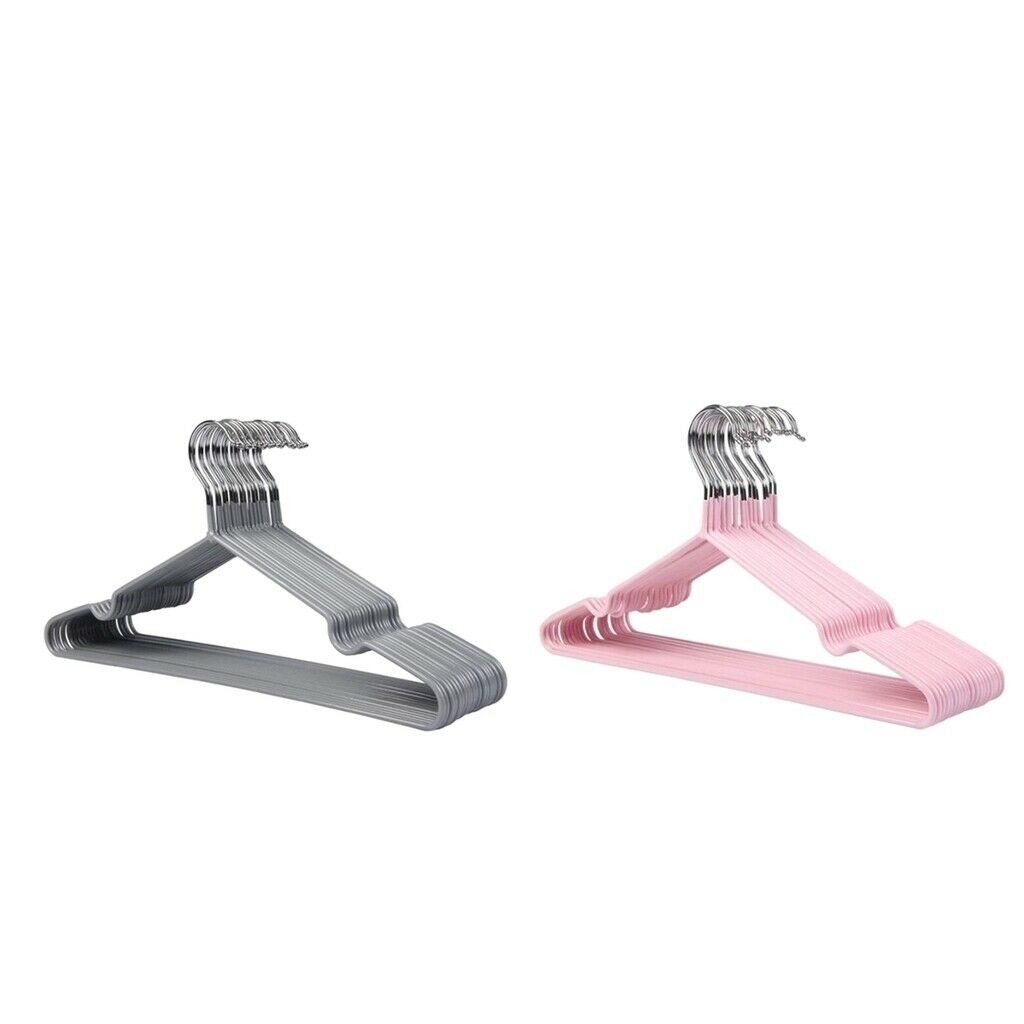 20pcs PVC Coated Steel Clothes Hanger Clothing Coat Organizer Hanging Rack