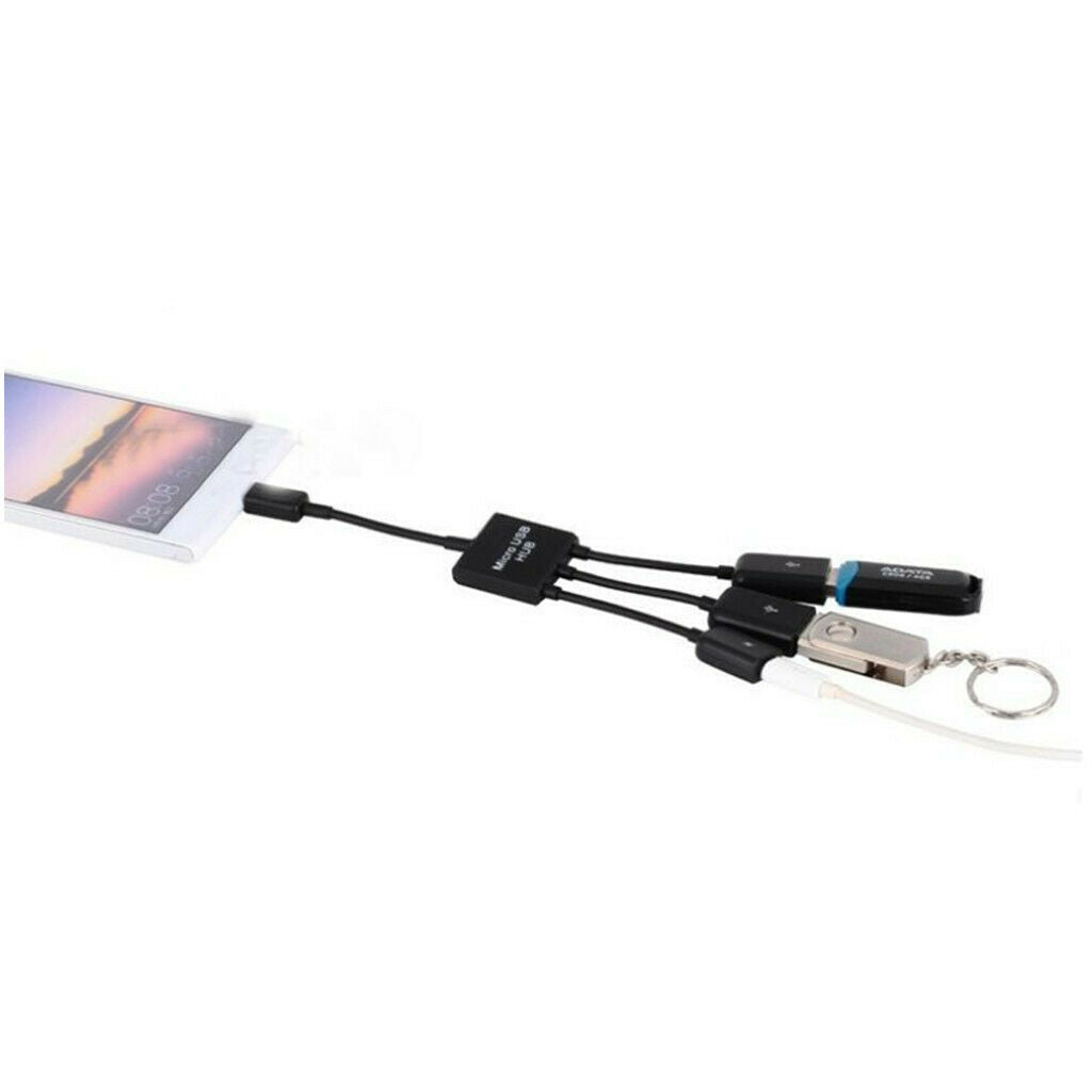 Micro USB Hub Adapter With Power ， 3 Port Charging OTG Host Cable Adapter For