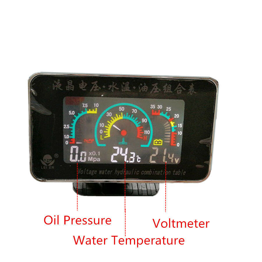 12V/24V Car Oil Pressure Gauge+Voltmeter+Water Temperature Meter W/Sensors Set
