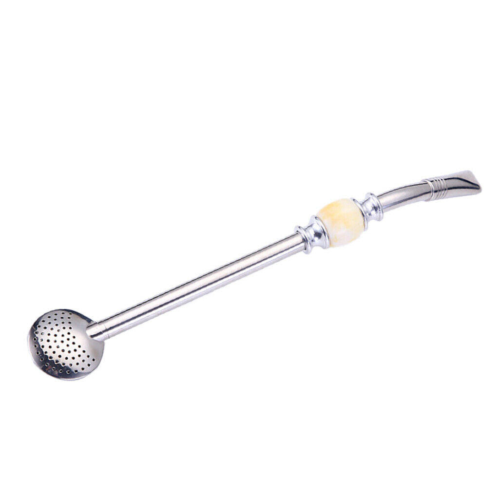 Stainless Steel Yerba Mate Straw Spoon Bombilla Tea Strainer Colander Yellow