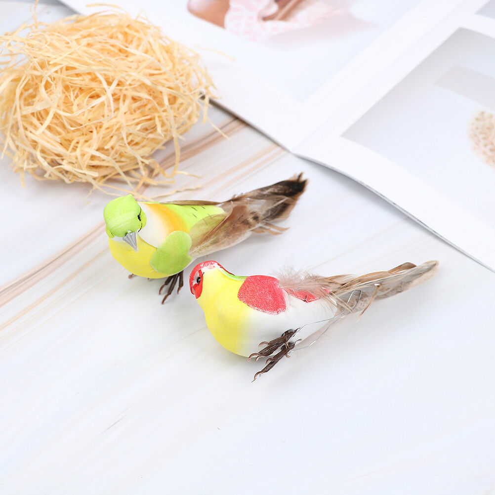 Artificial feather birds nest decorative mini swallows home garden ornamen.l8