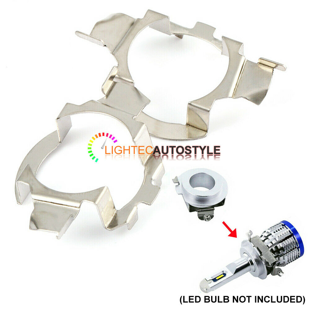 2 H7 LED ADAPTER HOLDER RETAINER HEADLIGHT BULB MERCEDES FORD AUDI VW TWIST CLIP