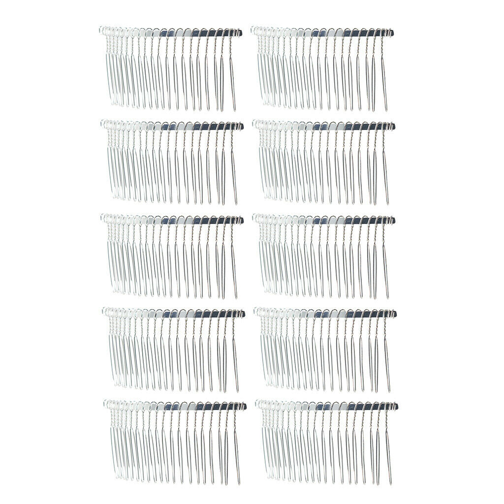 10x Metal Blank Hair Combs Hair Clips Pins for Bridal Veil DIY Hair Jewelry