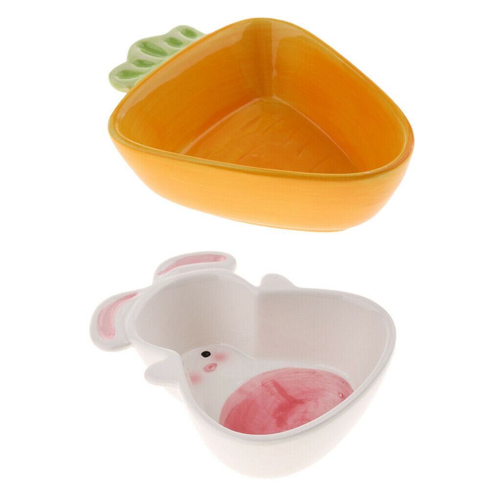 2 Pcs Hamster Bowl Ceramic Prevent Tipping Moving and Bite-resistant Food Dish