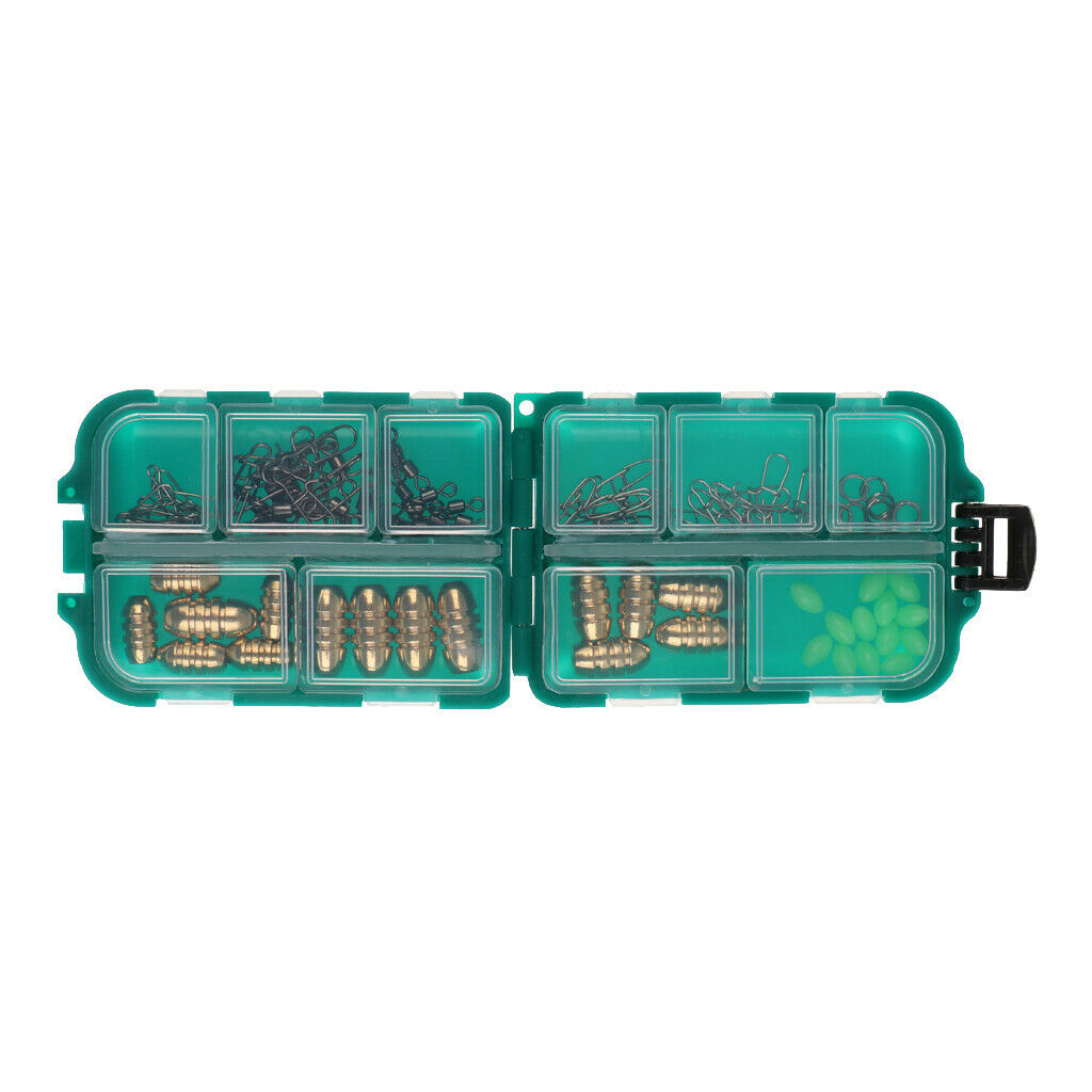 10 Compartments Fishing Tool Set Tackle Box Lure Bait Hooks Swivels Sinker