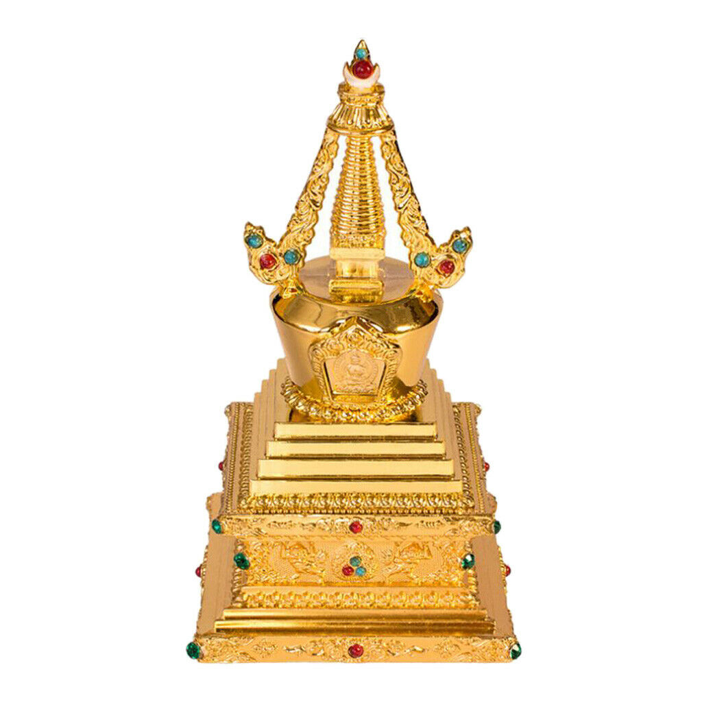 Tibet Buddhism Brass Tathagata Buddha Stupa Tower Statue Tantric Decor